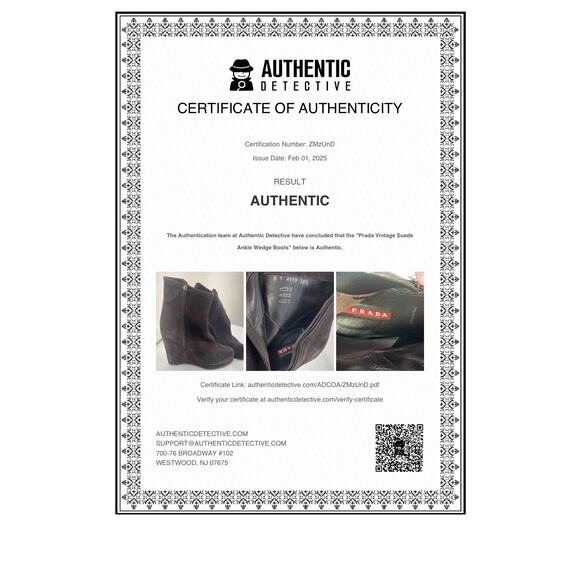 PRADA Brown Suede Leather Ankle Wedge Boots Women’s Size 8.5 Preowned - Picture 7 of 8